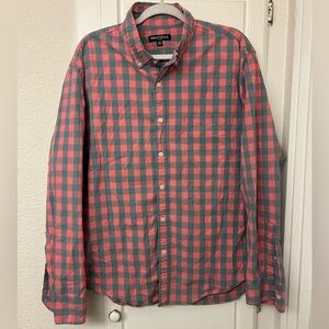 J Crew Button Down Red Gray Men’s XXL Plaid Dress Shirt Men’s Western Cowboy